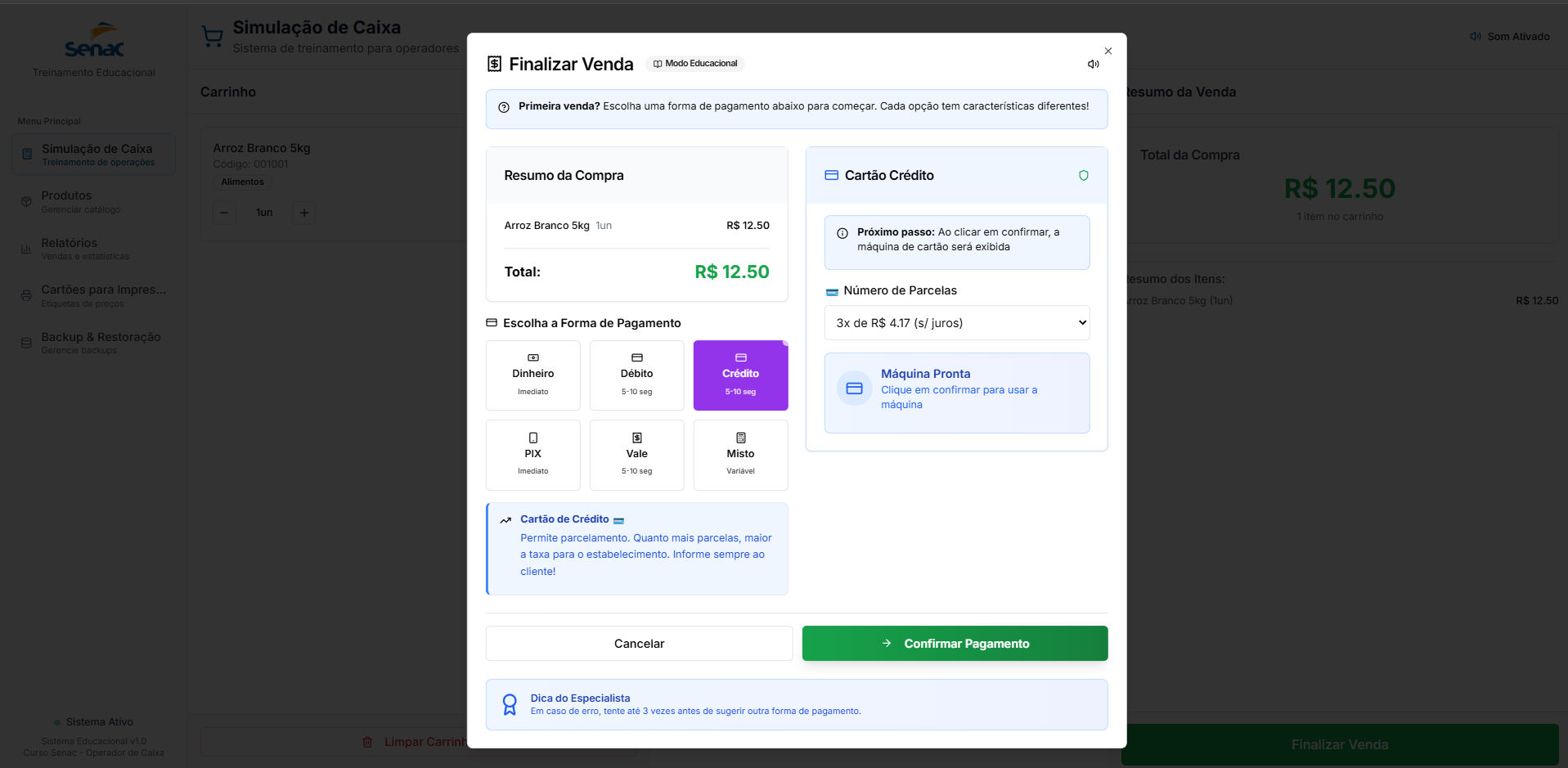 Sistema de Treinamento: Operador de Caixa - Screenshot 3